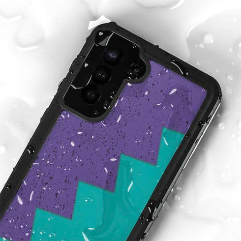 Purple Turquoise Zig Zag Galaxy S24 Plus Waterproof Case