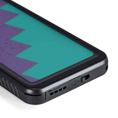 Purple Turquoise Zig Zag Galaxy S24 Waterproof Case