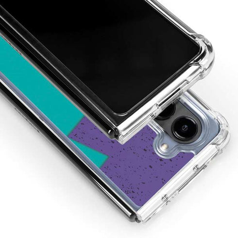 Purple Turquoise Zig Zag Galaxy Z Fold5 5G Clear Case