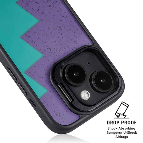 Purple Turquoise Zig Zag iPhone 14 Plus Kickstand Case