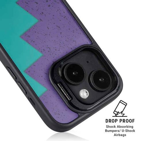 Purple Turquoise Zig Zag iPhone 15 Plus Kickstand Case