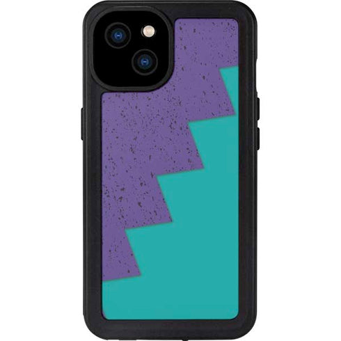 Purple Turquoise Zig Zag iPhone 15 Plus Waterproof Case