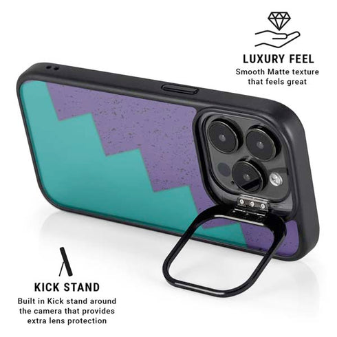 Purple Turquoise Zig Zag iPhone 15 Pro Kickstand Case