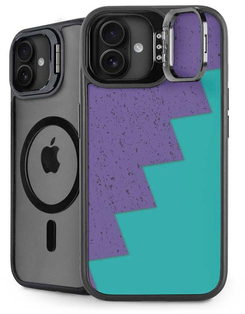 Purple Turquoise Zig Zag iPhone 16 Kickstand Case