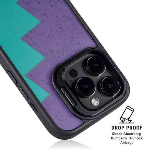 Purple Turquoise Zig Zag iPhone 16 Pro Kickstand Case