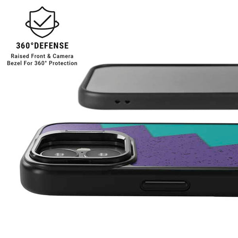 Purple Turquoise Zig Zag iPhone 17 Kickstand Case