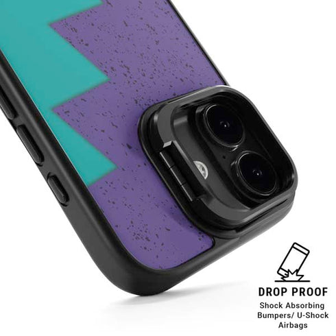 Purple Turquoise Zig Zag iPhone 17 Kickstand Case