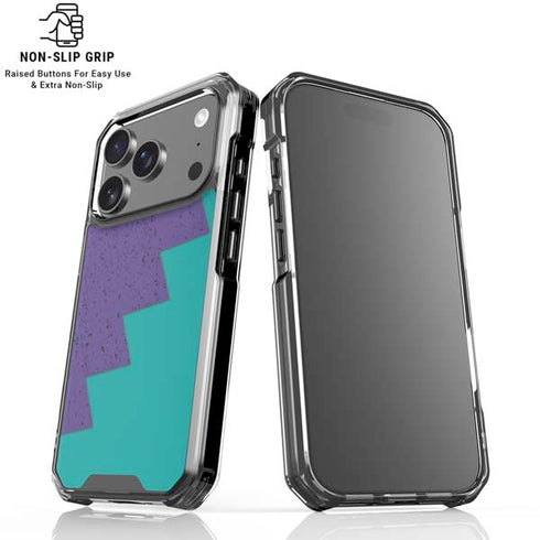 Purple Turquoise Zig Zag iPhone 17 Pro Clear Case