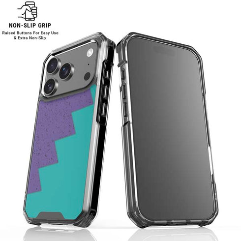 Purple Turquoise Zig Zag iPhone 18 Pro Clear Case
