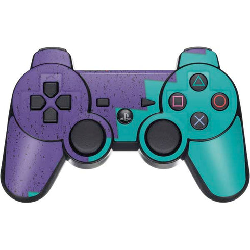 Purple Turquoise Zig Zag PS3 Dual Shock wireless controller Skin