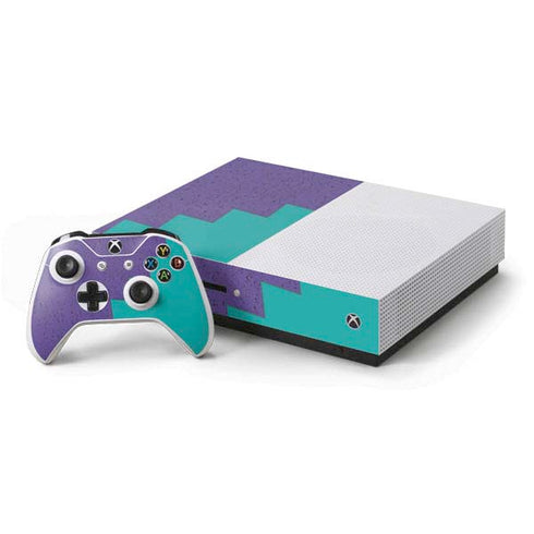 Purple Turquoise Zig Zag Xbox One S Console and Controller Bundle Skin