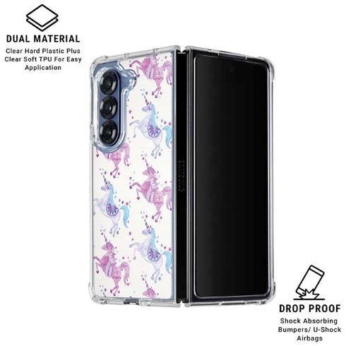 Purple Unicorns by Cat Coq Galaxy Z Fold6 Clear Case