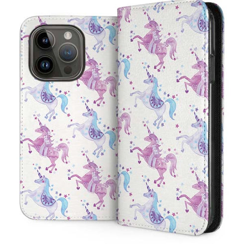 Purple Unicorns by Cat Coq iPhone 15 Pro Folio Case