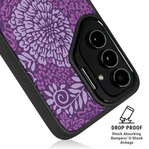 Radiant Orchid Floral Galaxy S25 Kickstand Case