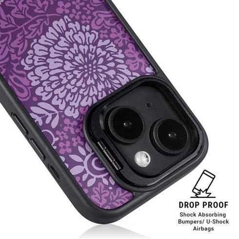 Radiant Orchid Floral iPhone 15 Plus Kickstand Case
