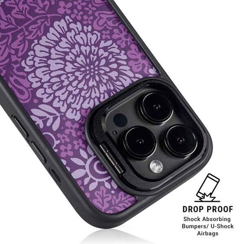 Radiant Orchid Floral iPhone 15 Pro Kickstand Case