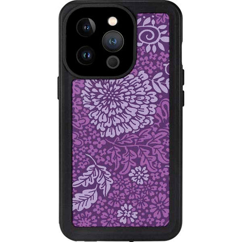 Radiant Orchid Floral iPhone 15 Pro Waterproof Case