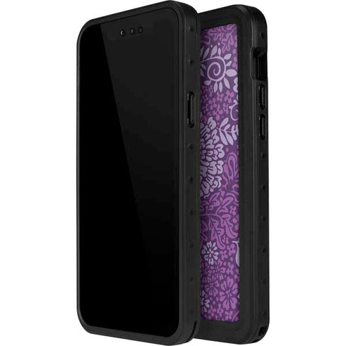 Radiant Orchid Floral iPhone 15 Pro Waterproof Case
