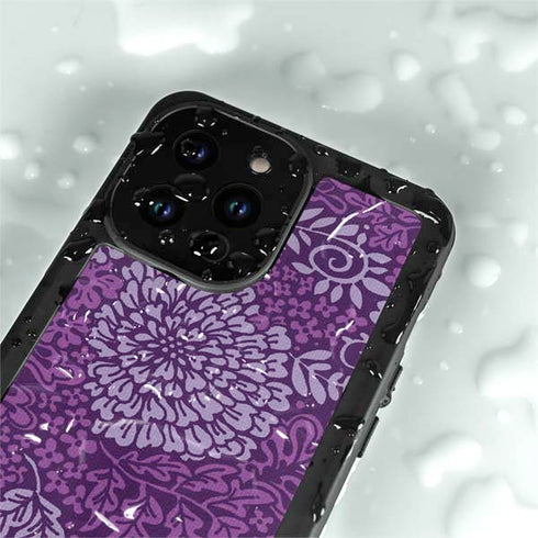 Radiant Orchid Floral iPhone 15 Pro Waterproof Case