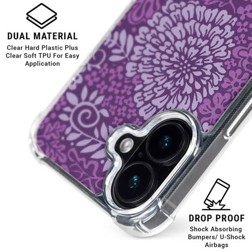Radiant Orchid Floral iPhone 16 Plus Clear Case