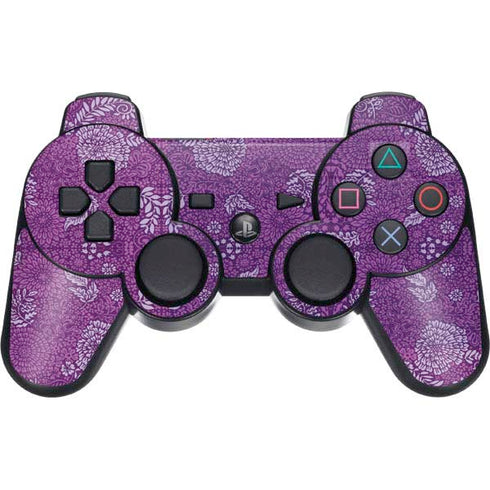Radiant Orchid Floral PS3 Dual Shock wireless controller Skin