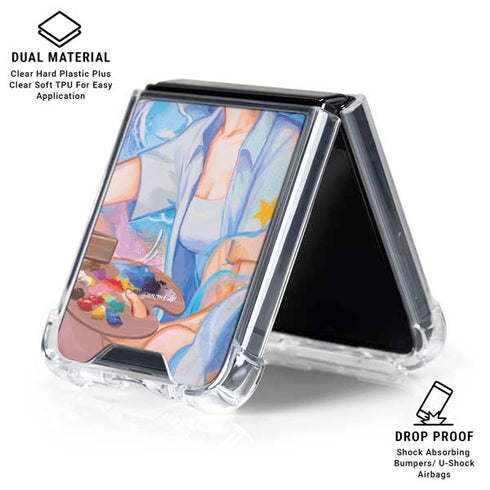 Rainbow Anime Artist Painter by Ivy Dolamore Galaxy Z Flip6 Clear Case