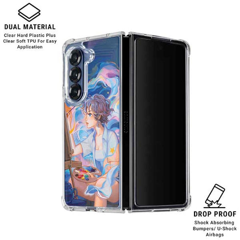 Rainbow Anime Artist Painter by Ivy Dolamore Galaxy Z Fold6 Clear Case