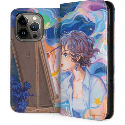 Rainbow Anime Artist Painter by Ivy Dolamore iPhone 14 Pro Folio Case