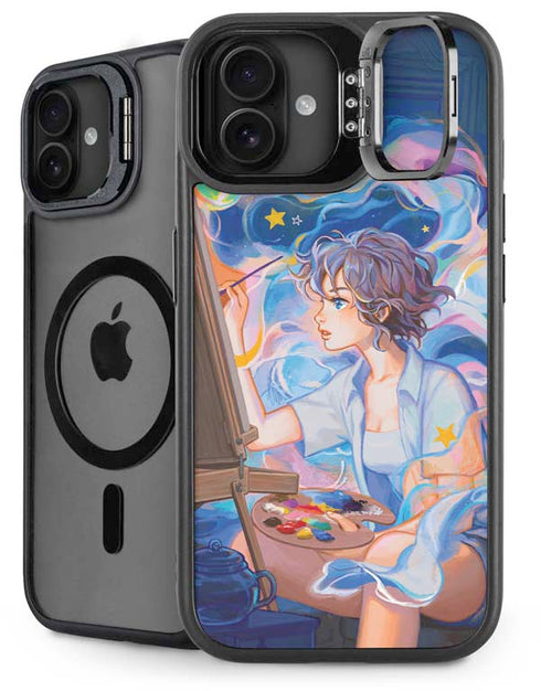 Rainbow Anime Artist Painter by Ivy Dolamore iPhone 16 Plus Kickstand Case