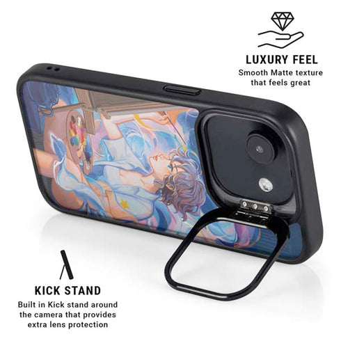 Rainbow Anime Artist Painter by Ivy Dolamore iPhone 16e Kickstand Case