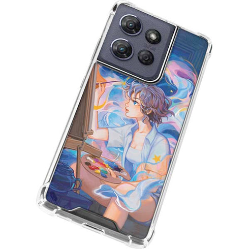 Rainbow Anime Artist Painter by Ivy Dolamore Moto G 5G (2025) Clear Case