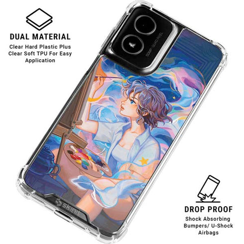 Rainbow Anime Artist Painter by Ivy Dolamore Moto G Power 5G (2024) Clear Case