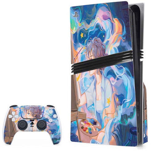 Rainbow Anime Artist Painter by Ivy Dolamore PS5 Pro Disk Bundle Skin