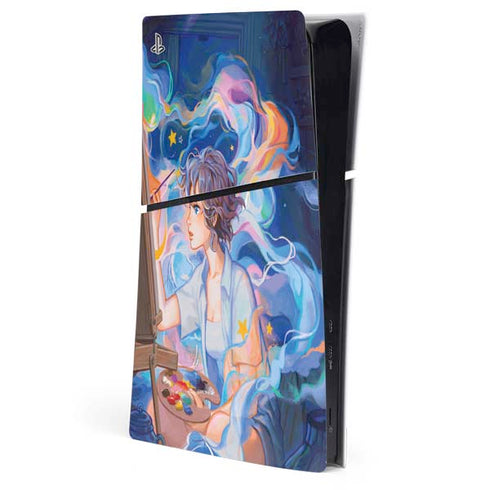 Rainbow Anime Artist Painter by Ivy Dolamore PS5 Slim Digital Edition Console Skin