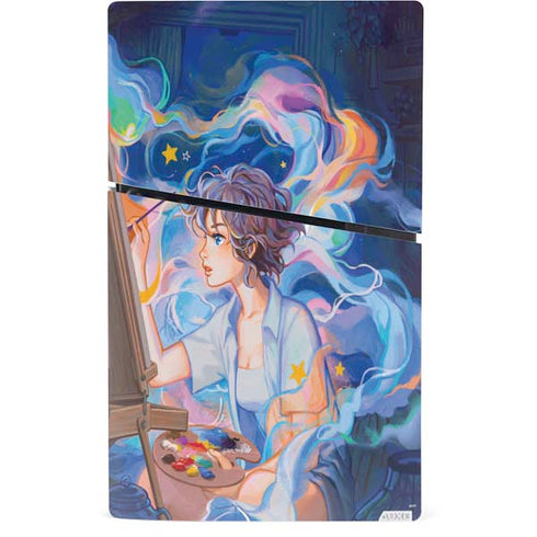Rainbow Anime Artist Painter by Ivy Dolamore PS5 Slim Digital Edition Console Skin