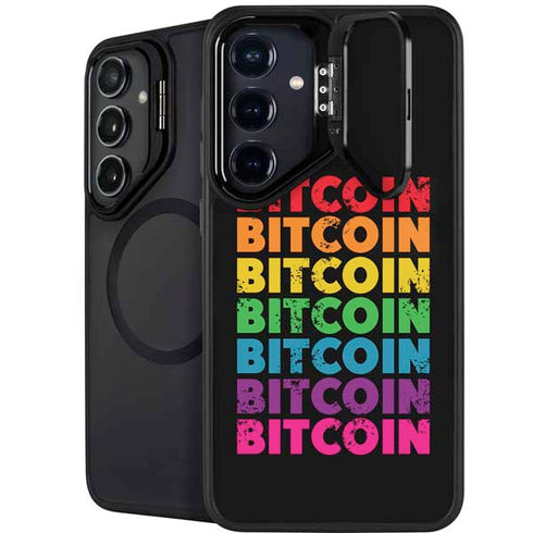 Rainbow Bitcoin Galaxy S24 Kickstand Case