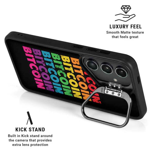 Rainbow Bitcoin Galaxy S25 Kickstand Case