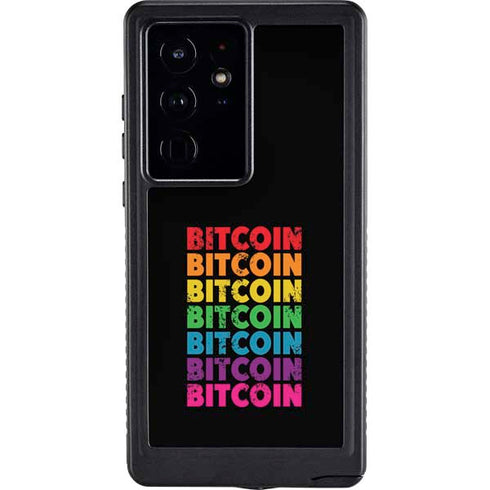 Rainbow Bitcoin Galaxy S24 Ultra Waterproof Case