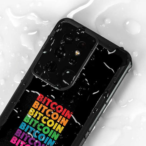 Rainbow Bitcoin Galaxy S24 Ultra Waterproof Case