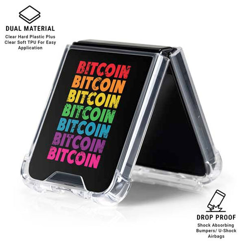 Rainbow Bitcoin Galaxy Z Flip6 Clear Case