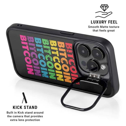 Rainbow Bitcoin iPhone 14 Pro Kickstand Case