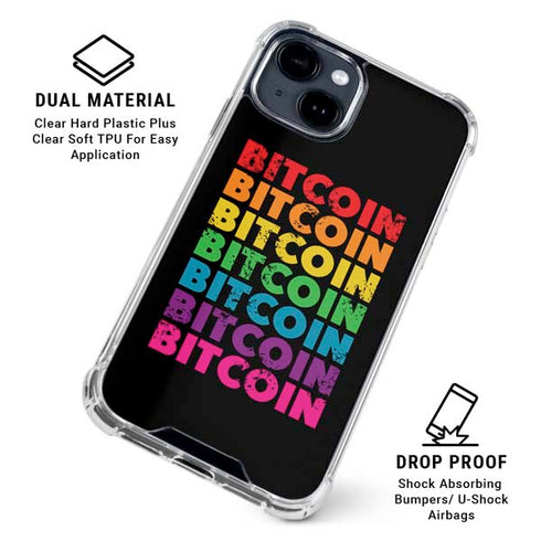 Rainbow Bitcoin iPhone 15 Clear Case