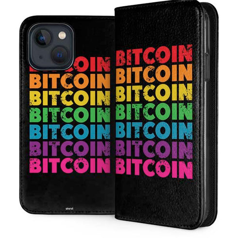 Rainbow Bitcoin iPhone 15 Plus Folio Case