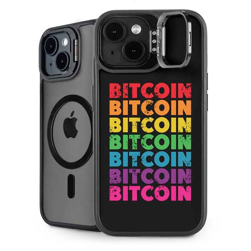 Rainbow Bitcoin iPhone 15 Plus Kickstand Case