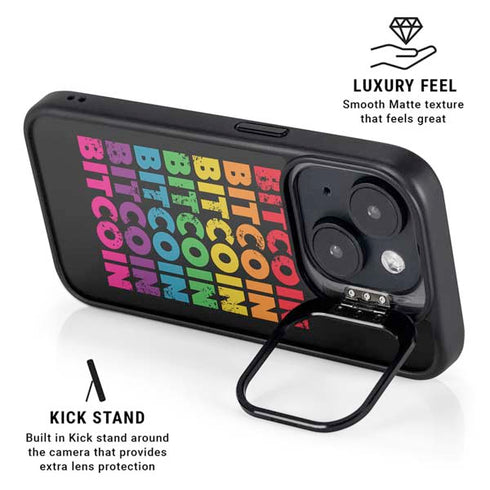 Rainbow Bitcoin iPhone 15 Plus Kickstand Case