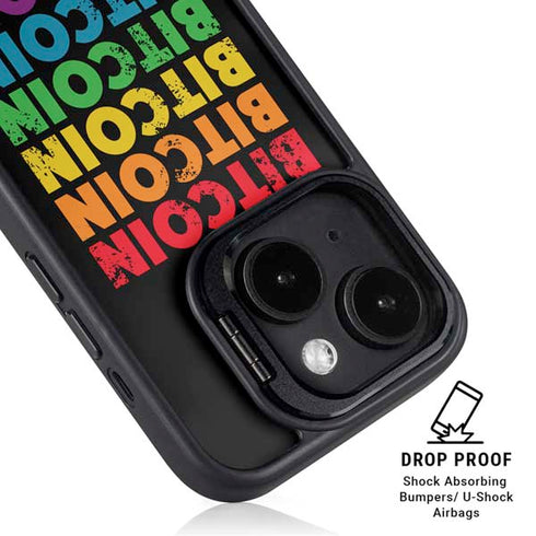 Rainbow Bitcoin iPhone 15 Plus Kickstand Case