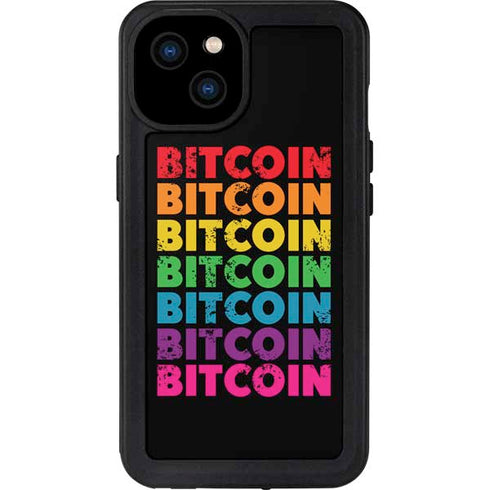 Rainbow Bitcoin iPhone 15 Plus Waterproof Case