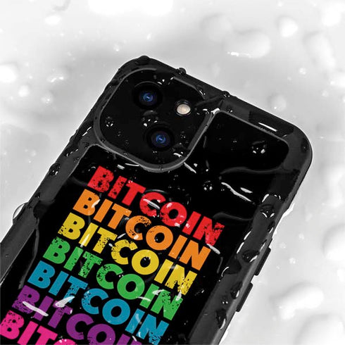 Rainbow Bitcoin iPhone 15 Plus Waterproof Case