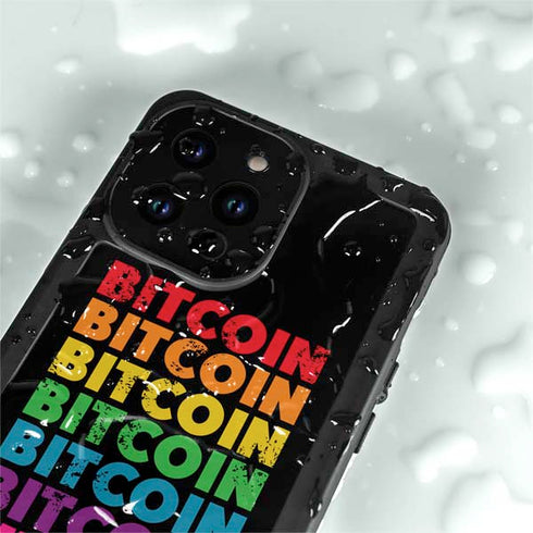 Rainbow Bitcoin iPhone 15 Pro Waterproof Case