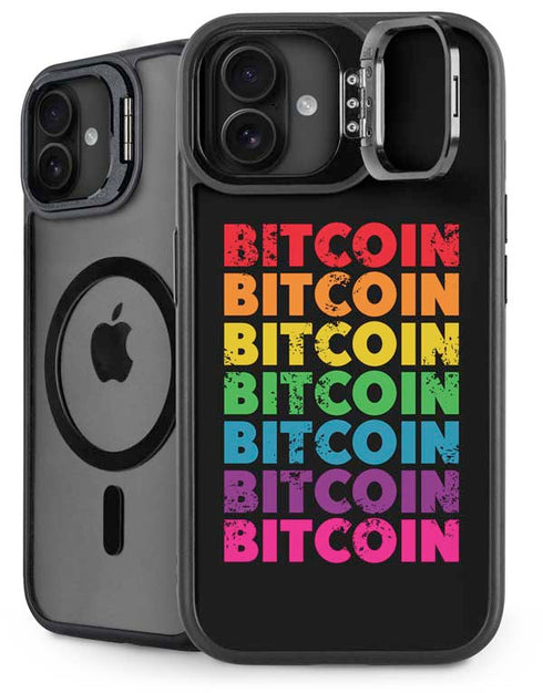 Rainbow Bitcoin iPhone 16 Kickstand Case
